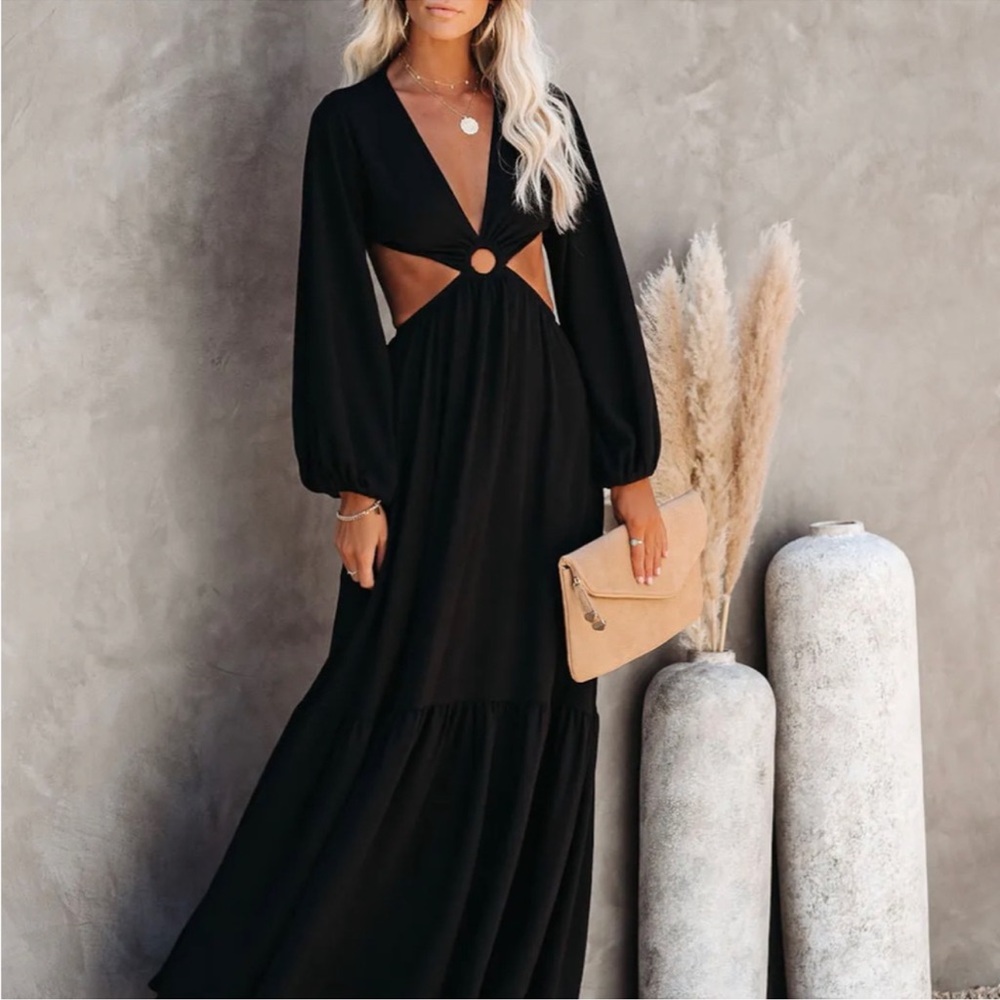 Vici cut out black long sleeve dress